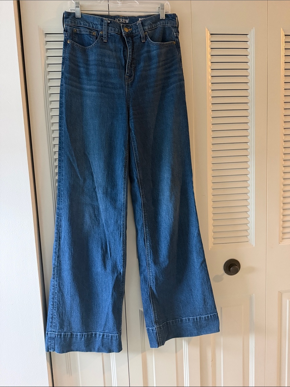 J. Crew High-Rise Wide Leg Jeans in Medium Blue Wash